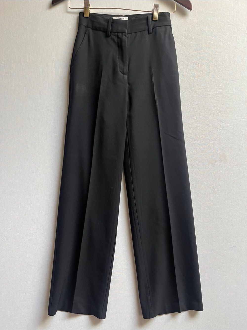 Babaton Wool Blend Classic Black Wide-Leg Dress Pants 00